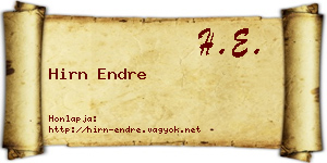 Hirn Endre névjegykártya